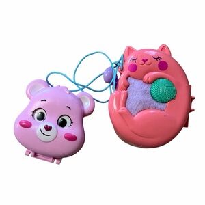 Polly Pocket Lot - Care Bear &‎ Cuddly Cat Purse